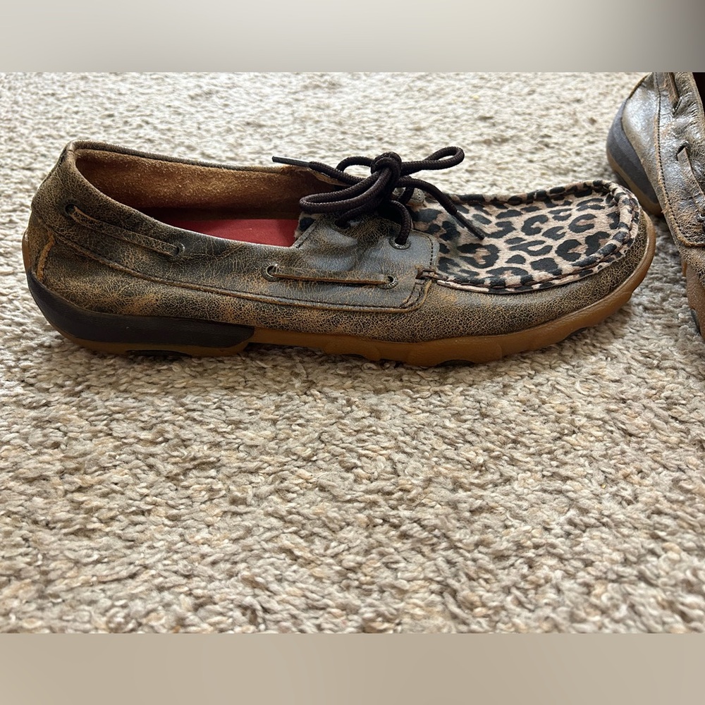Twisted X Women's Cheetah Animal Print Driving Moccasins Size 11 Brown Outdoor - Picture 3 of 11